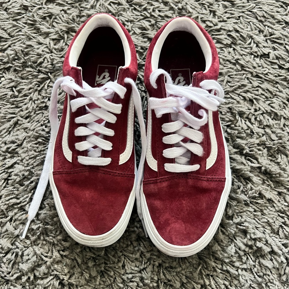 Vans burgundy and White Sneakers